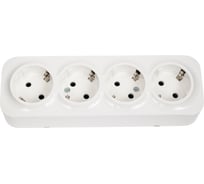 Розетка LEIDEN ELECTRIC 4-ая (открытая, с/з) белая, Bailly, 806009