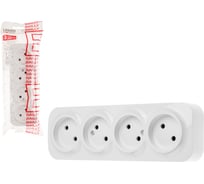 Розетка LEIDEN ELECTRIC 4-ая (открытая, б/з) белая, Bailly, 806010