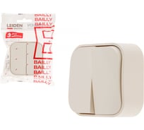 Выключатель LEIDEN ELECTRIC 2 клавишный (открытый, 10А) бежевый, Bailly, 806022