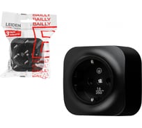 Розетка LEIDEN ELECTRIC 1-ая (открытая, с/з) черная, Bailly, 806014