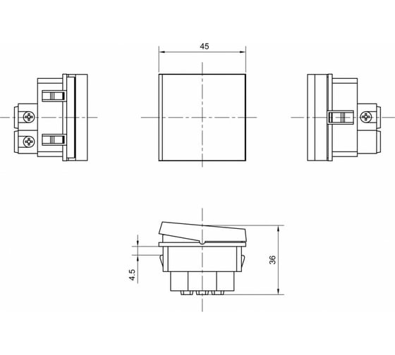 Выключатель Hyperline M45-SW-WH, 2М, 45x45 мм, белый 249957
