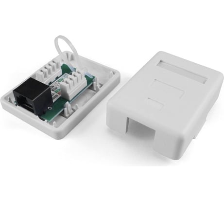 Компьютерная розетка Hyperline, SB1-1-8P8C-C6-WH RJ-45 8P8C, категория 6, одинарная, внешняя 430232