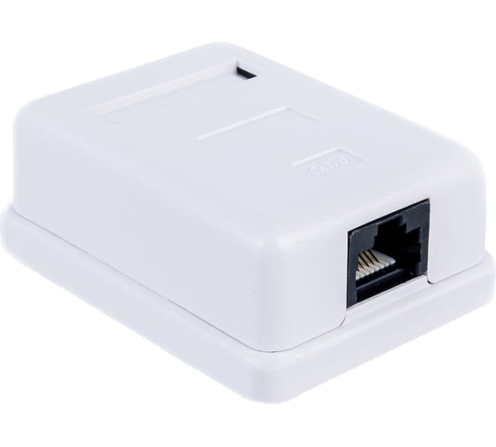 Компьютерная розетка Hyperline, SB1-1-8P8C-C6-WH RJ-45 8P8C, категория 6, одинарная, внешняя 430232