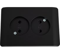 Розетка 2-м CHINT NEW3-E без заземления, защитные шторки 16А черный 431492