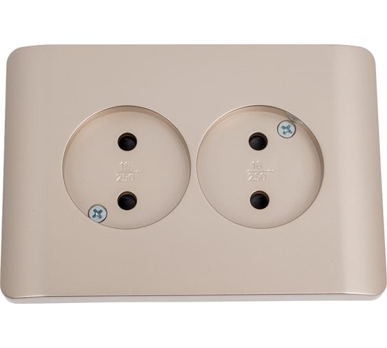 Розетка 2-м CHINT NEW3-E без заземления, защитные шторки 16А шампань 431420 1