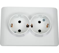 Розетка 2-м CHINT NEW3-E с заземлением, защитные шторки 16А белый 431541