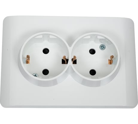 Розетка 2-м CHINT NEW3-E с заземлением, защитные шторки 16А белый 431541