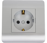 Розетка CHINT NEW3-E 16А с заземлением, защитные шторки серебро 431405