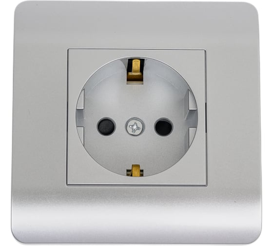 Розетка CHINT NEW3-E 16А с заземлением, защитные шторки серебро 431405 1
