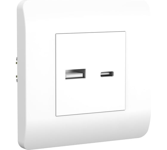 Розетка CHINT USB NEW3-E тип A+C 5В/2.1А белый 431551