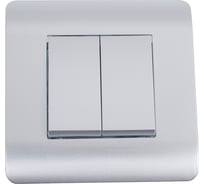 Выключатель 2-клавишный CHINT NEW3-E 10А, серебро 431389