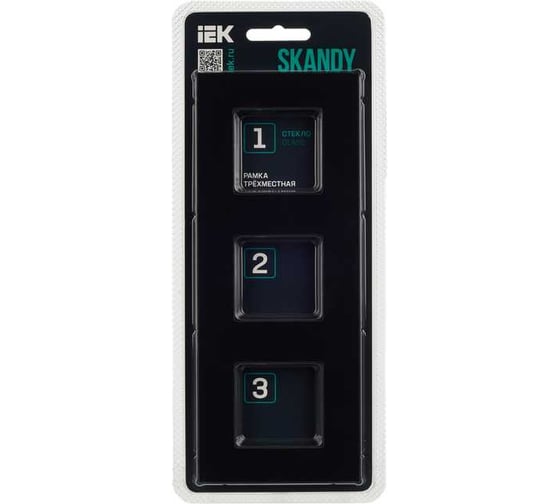 Рамка 3-местная IEK SKANDY SK-F23Bl стекло черный SK-M32-G-K02