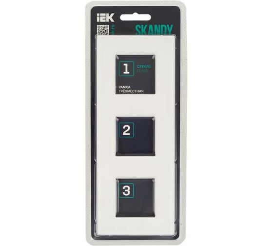 Рамка 3-местная IEK SKANDY SK-F23W стекло арк. белый SK-M32-G-K01