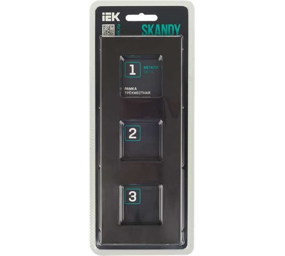 Рамка 3-местная IEK SKANDY SK-F33Bl металл черный SK-M32-M-K02