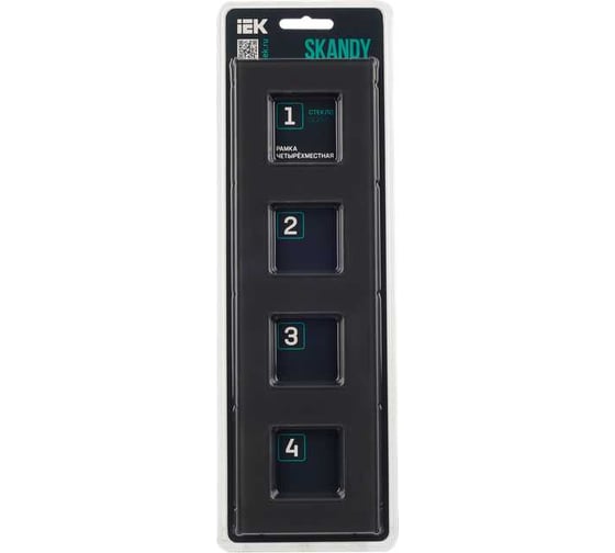 Рамка 4-местная IEK SKANDY SK-F24G стекло графит SK-M42-G-K53