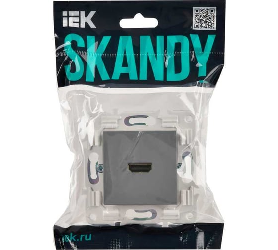 Розетка HDMI IEK SKANDY SK-H01Gr серый SK-H10-K03