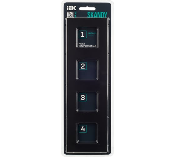 Рамка 4-местная IEK SKANDY SK-F34Bl металл, черный SK-M42-M-K02
