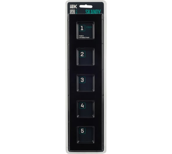 Рамка 5-местная IEK SKANDY SK-F25Bl стекло, черный SK-M52-G-K02