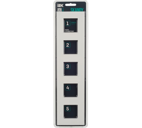 Рамка 5-местная IEK SKANDY SK-F25W стекло, арктический белый SK-M52-G-K01