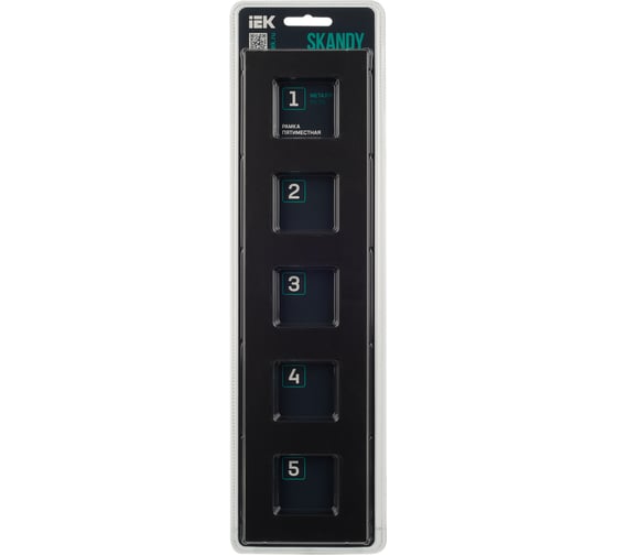 Рамка 5-местная IEK SKANDY SK-F35Bl металл, черный SK-M52-M-K02
