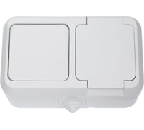 Блок: выключатель и розетка MAKEL В1 + Р крышка п герм белый 18350