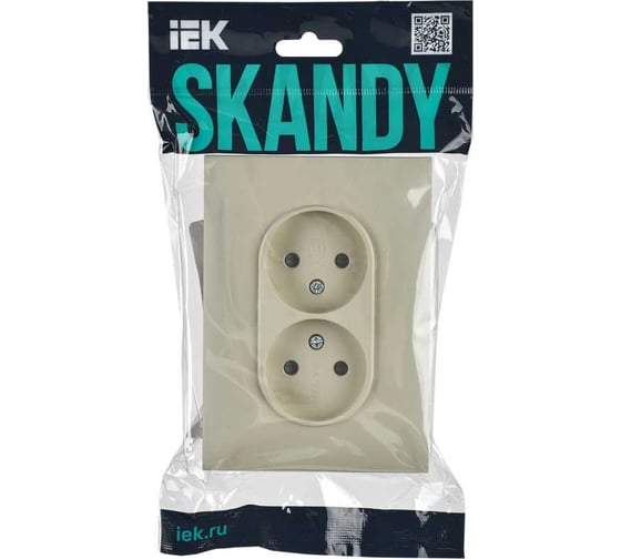 Розетка 2-я IEK SKANDY без з/к с з/ш 10А в сборе SK-R09B бежевый SK-R23-10-K10-F