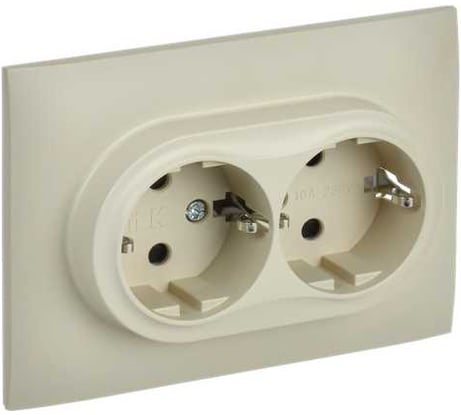Розетка 2-я IEK SKANDY с з/к/ш 16А в сборе SK-R07B бежевый SK-R24-16-K10-F