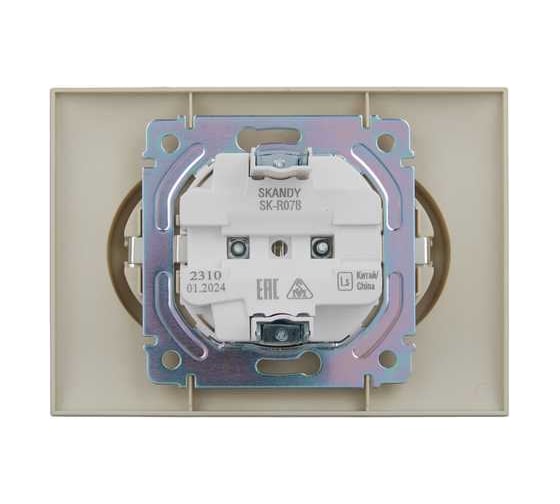 Розетка 2-я IEK SKANDY с з/к/ш 16А в сборе SK-R07B бежевый SK-R24-16-K10-F