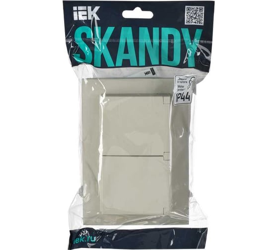 Розетка 2-я IEK SKANDY с крышкой 16А в сб IP44 SK-R12B бежевый SK-R26-16-44-K10-F
