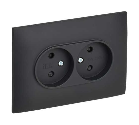 Розетка 2-я IEK SKANDY без з/к с з/ш 10А в сборе SK-R09G графит SK-R23-10-K53-F