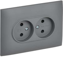 Розетка 2-я IEK SKANDY без з/к с з/ш 10А в сборе SK-R09Gr серый SK-R23-10-K03-F