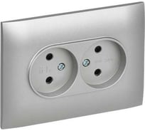 Розетка 2-я IEK SKANDY без з/к с з/ш 10А в сборе SK-R09S серебро SK-R23-10-K23-F
