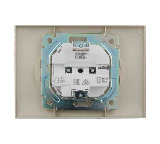 Розетка 2-я IEK SKANDY без з/к с з/ш 10А в сборе SK-R09Sh шампань SK-R23-10-K37-F