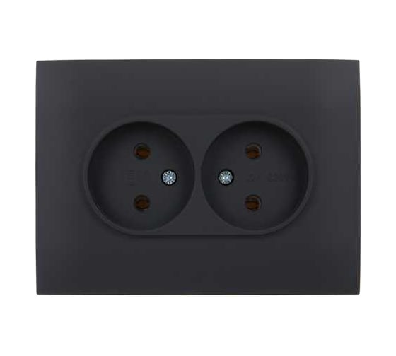 Розетка 2-я IEK SKANDY без з/к/ш 10А в сборе SK-R10G графит SK-R20-10-K53-F