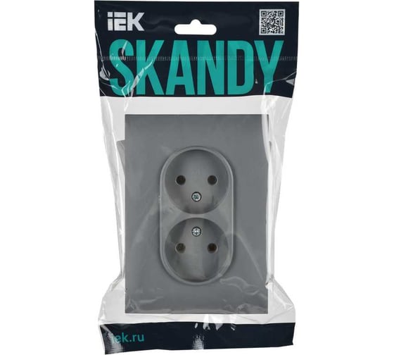 Розетка 2-я IEK SKANDY без з/к/ш 10А в сборе SK-R10Gr серый SK-R20-10-K03-F
