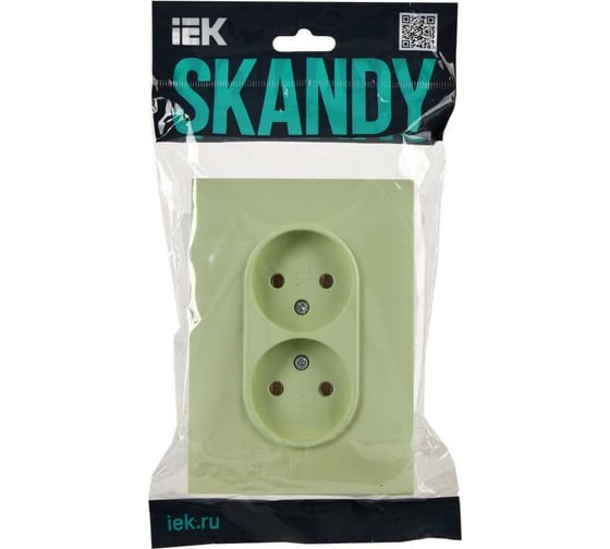 Розетка 2-я IEK SKANDY без з/к/ш 10А в сборе SK-R10M мятный SK-R20-10-K06-F