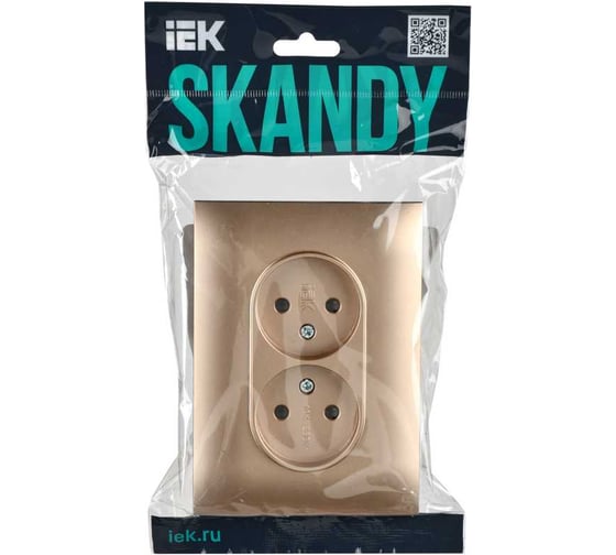 Розетка 2-я IEK SKANDY без з/к/ш 10А в сборе SK-R10Sa песочный SK-R20-10-K98-F
