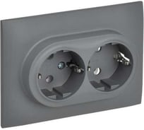 Розетка 2-я IEK SKANDY с з/к без з/ш 16А в сборе SK-R08Gr серый SK-R21-16-K03-F