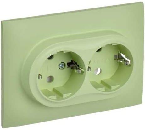 Розетка 2-я IEK SKANDY с з/к без з/ш 16А в сборе SK-R08M мятный SK-R21-16-K06-F