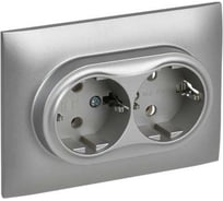 Розетка 2-я IEK SKANDY с з/к без з/ш 16А в сборе SK-R08S серебро SK-R21-16-K23-F