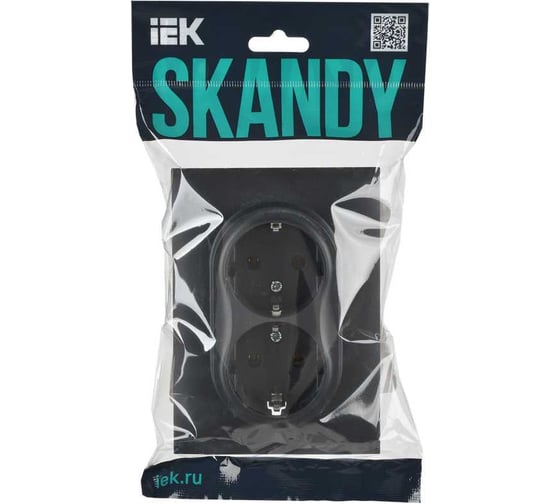 Розетка 2-я IEK SKANDY с з/к без з/ш 16А в сборе SK-R08T титан SK-R21-16-K48-F
