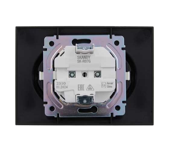 Розетка 2-я IEK SKANDY с з/к/ш 16А в сборе SK-R07G графит SK-R24-16-K53-F