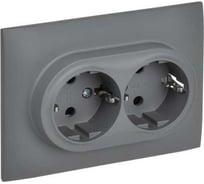 Розетка 2-я IEK SKANDY с з/к/ш 16А в сборе SK-R07Gr серый SK-R24-16-K03-F
