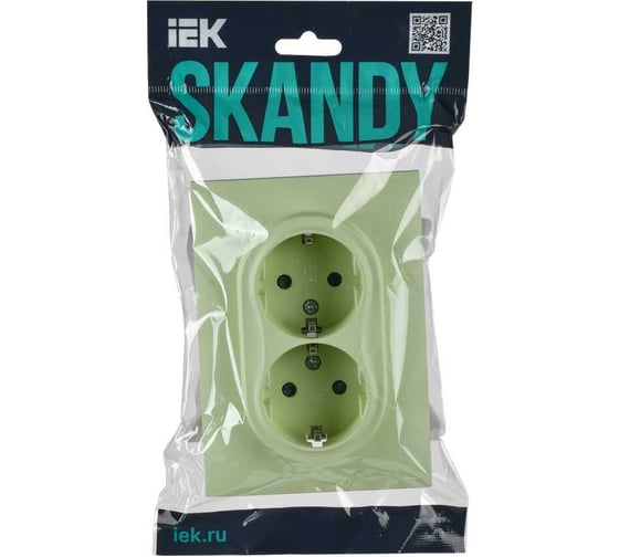 Розетка 2-я IEK SKANDY с з/к/ш 16А в сборе SK-R07M мятный SK-R24-16-K06-F