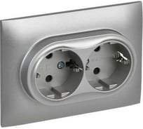 Розетка 2-я IEK SKANDY с з/к/ш 16А в сборе SK-R07S серебро SK-R24-16-K23-F