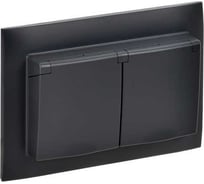 Розетка 2-я IEK SKANDY с крышкой 16А в сб IP44 SK-R12Bl черный SK-R26-16-44-K02-F