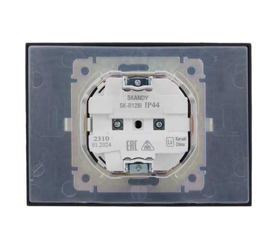 Розетка 2-я IEK SKANDY с крышкой 16А в сб IP44 SK-R12Bl черный SK-R26-16-44-K02-F