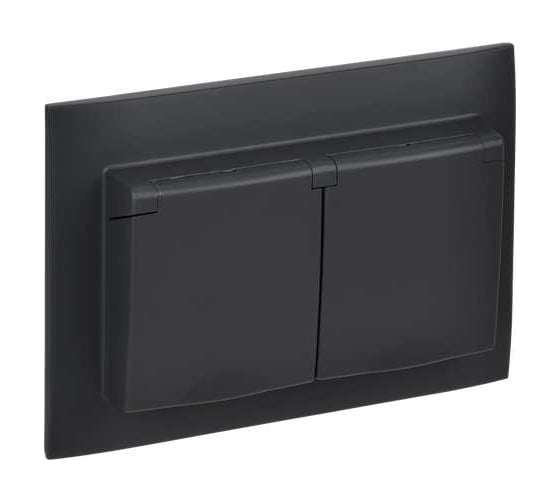 Розетка 2-я IEK SKANDY с крышкой 16А в сб IP44 SK-R12G графит SK-R26-16-44-K53-F