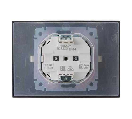 Розетка 2-я IEK SKANDY с крышкой 16А в сб IP44 SK-R12G графит SK-R26-16-44-K53-F