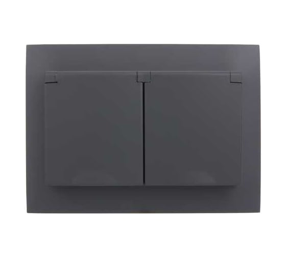 Розетка 2-я IEK SKANDY с крышкой 16А в сб IP44 SK-R12G графит SK-R26-16-44-K53-F